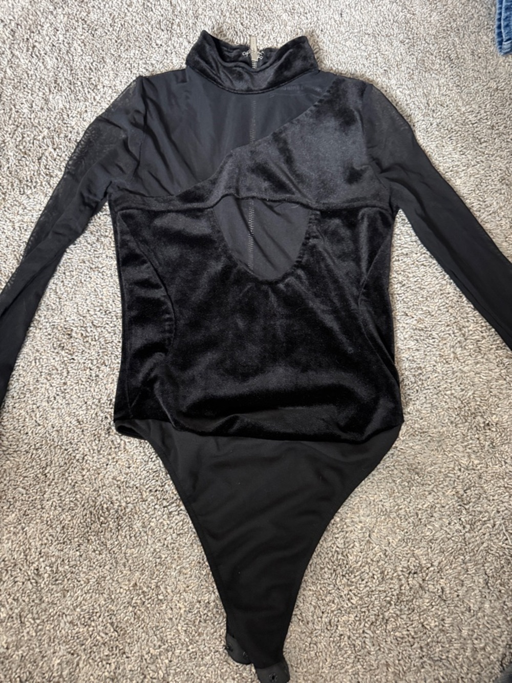 Black Long-Sleeve Mock Neck Bodysuit